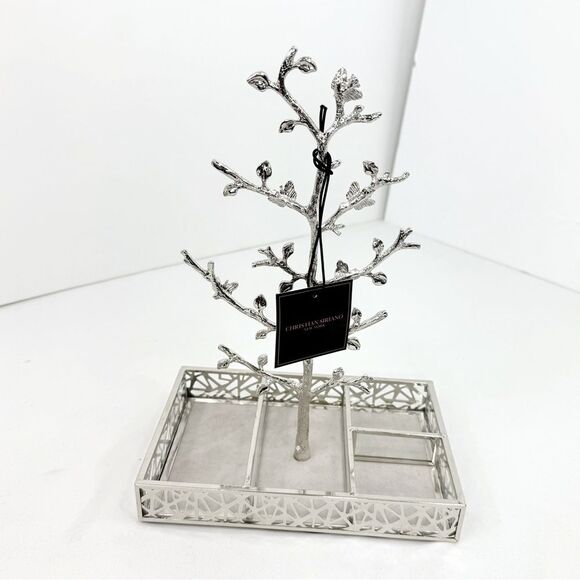 Christian Siriano NY Silver Tone Tray and Tree Jewelry Organizer Stand NEW - Picture 3 of 12